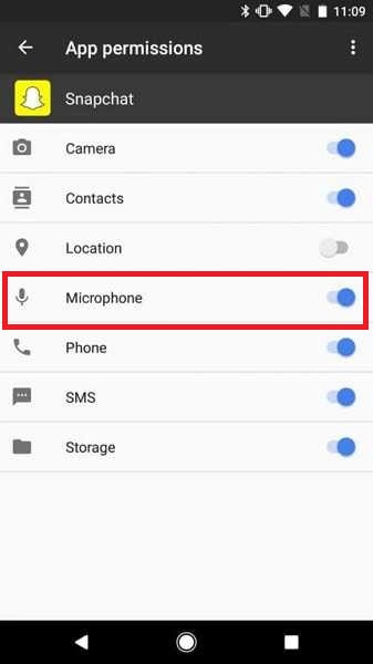 turn the toggle on for Microphone | What to Do If My Sound is Not Working in Snapchat