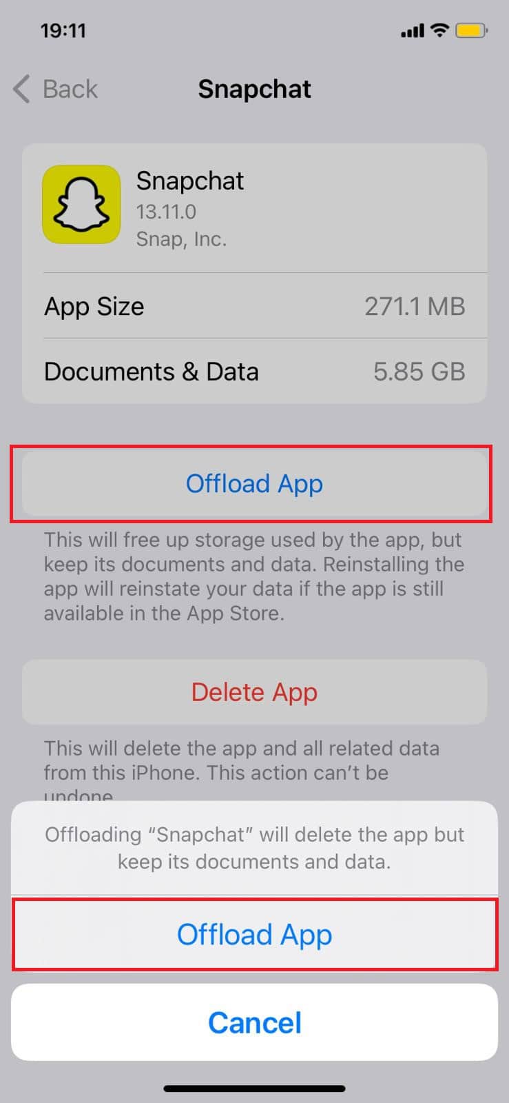 tap on Offload App