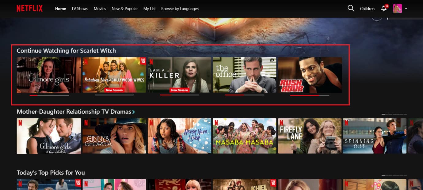 click on any show under Continue Watching | How to Find Recently Viewed Titles on Netflix