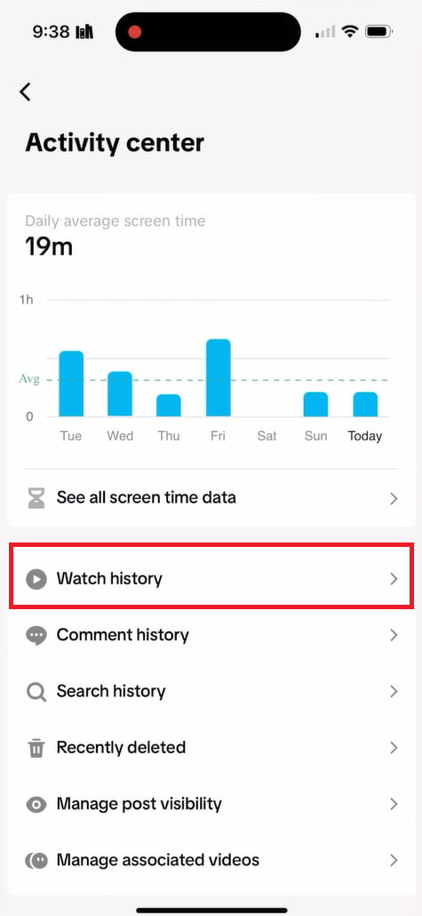 select Browsing History | How to View Watch History on TikTok