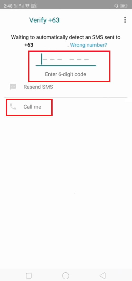 Enter OTP | How to hide your phone number on WhatsApp