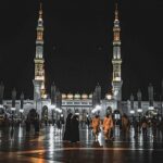 A Mosque Illuminated at Night